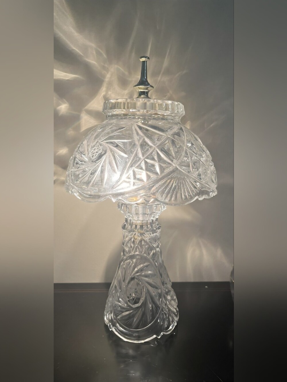 Large Vintage Crystal Boudior Table Lamp 14"